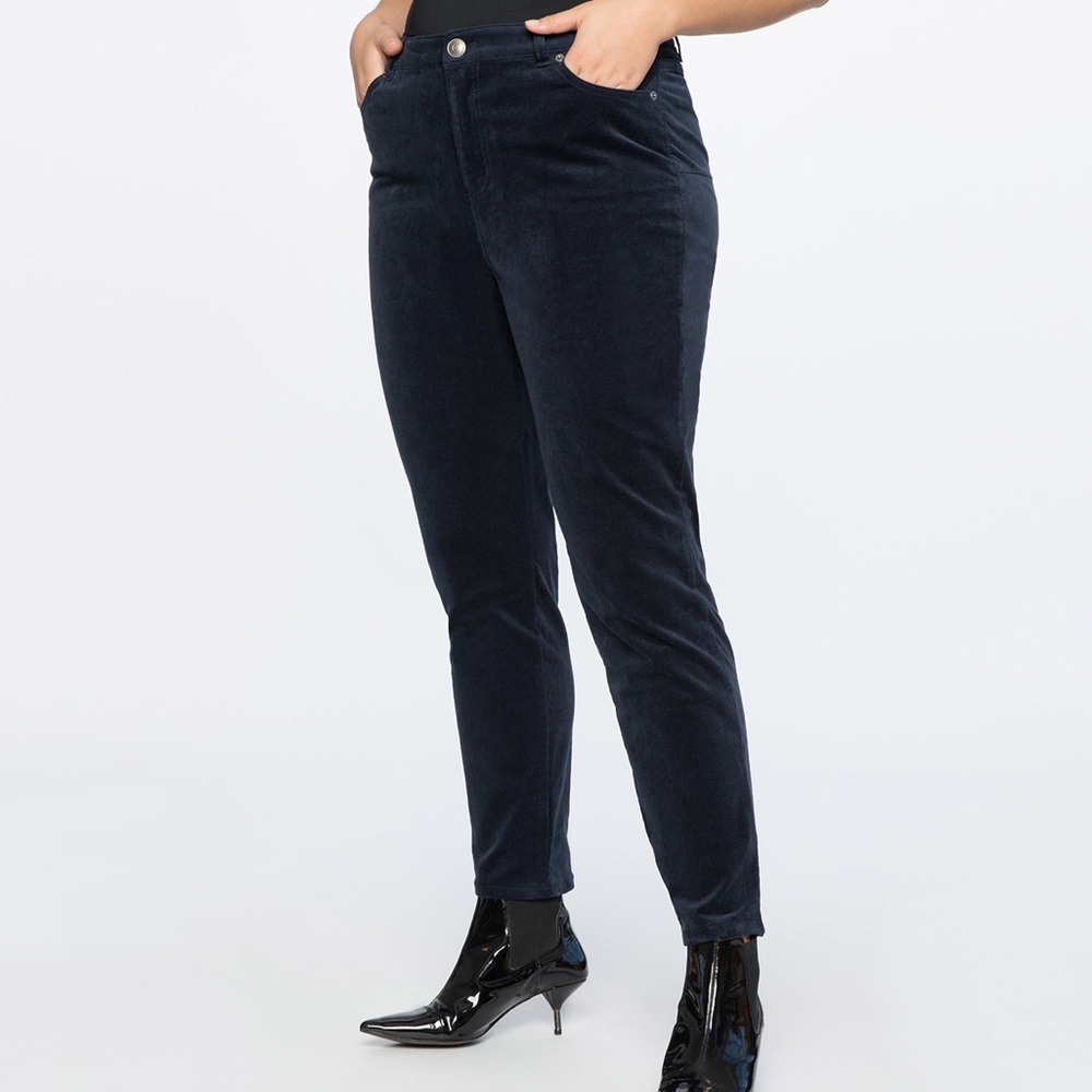 Navy Blue Courdory straight leg jeans- Eloquii.